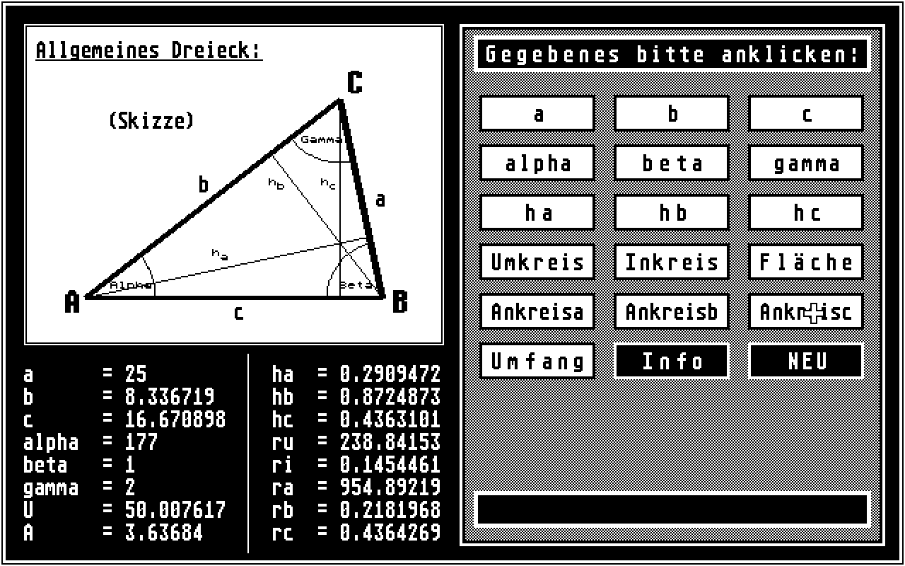 Dreiecksberechnung atari screenshot